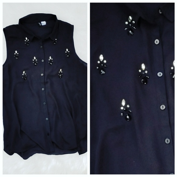Divided Tops - Sleeveless Rhinestone Top